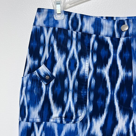 Chicos Zenergy Womens Cinch Leg Cropped Pants Sz 0 US S Blue Ikat Print Workout - Picture 7 of 9